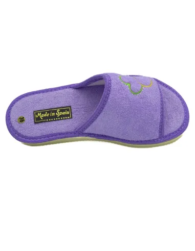 zapatilla de casa de toalla para mujer con suela de piso microporoso