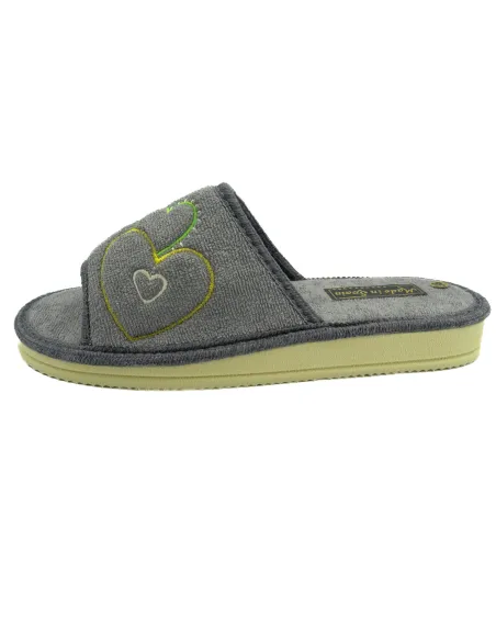 zapatilla de casa de toalla para mujer con suela de piso microporoso