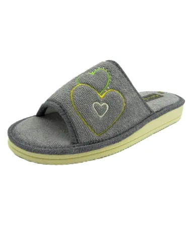 zapatilla de casa de toalla para mujer con suela de piso microporoso