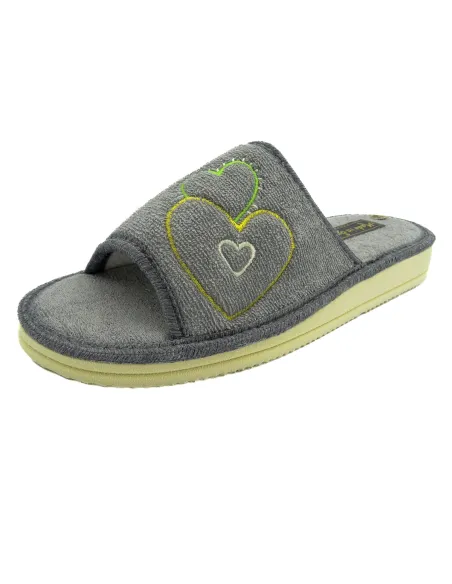 zapatilla de casa de toalla para mujer con suela de piso microporoso