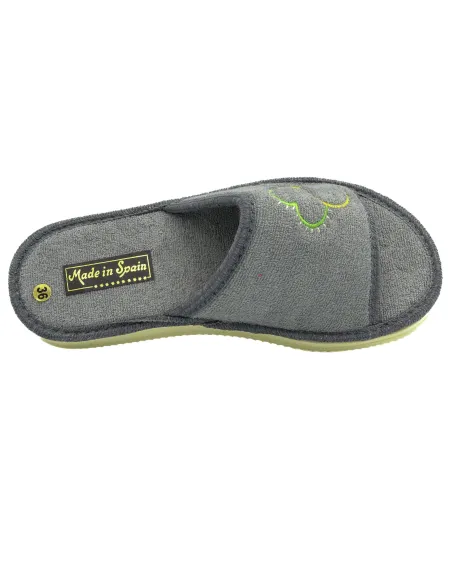 zapatilla de casa de toalla para mujer con suela de piso microporoso