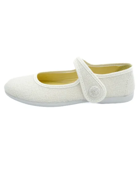 mercedita de lino con boton para nina en color hielo