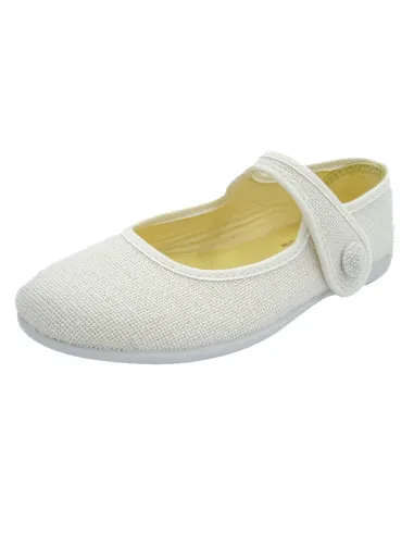 mercedita de lino con boton para nina en color hielo