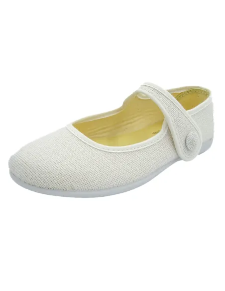 mercedita de lino con boton para nina en color hielo