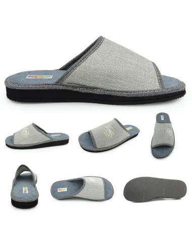 zapatilla de caballero de toalla para verano con suela de piso eva