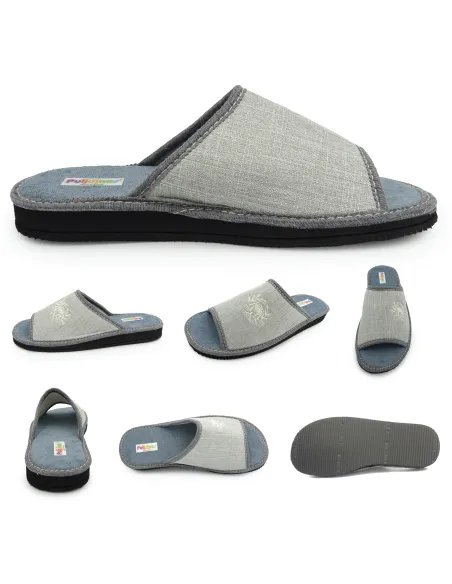 zapatilla de caballero de toalla para verano con suela de piso eva