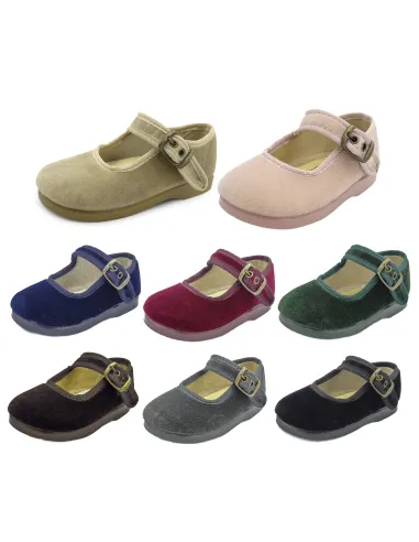 Mercedita para nina de terciopelo con hebilla