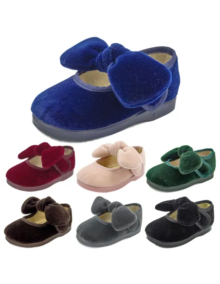 merceditas de terciopelo para nina con lazo