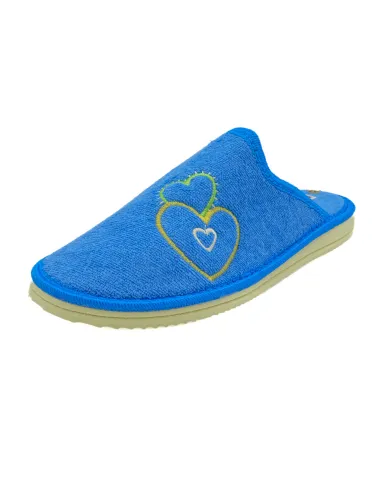 zapatilla casa para senora de toalla con bordado y suela microporosa