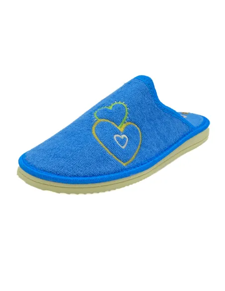 zapatilla casa para senora de toalla con bordado y suela microporosa