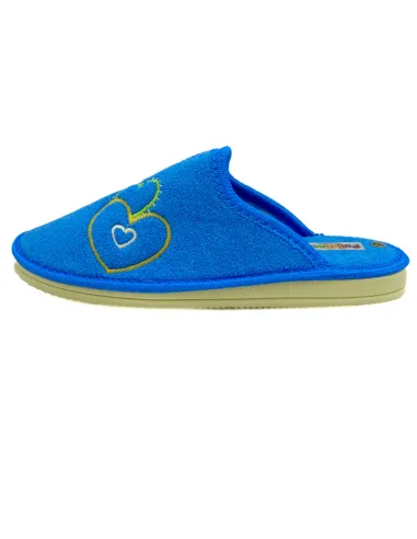 zapatilla casa para senora de toalla con bordado y suela microporosa