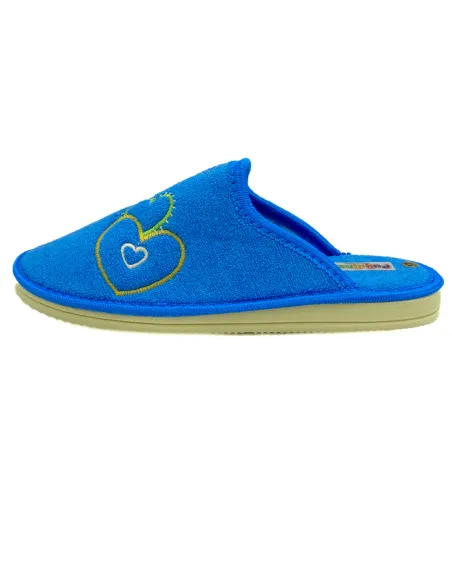 zapatilla casa para senora de toalla con bordado y suela microporosa