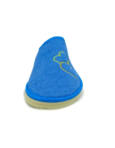 zapatilla casa para senora de toalla con bordado y suela microporosa