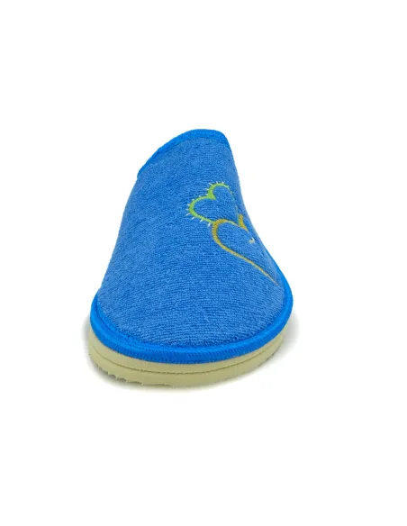 zapatilla casa para senora de toalla con bordado y suela microporosa