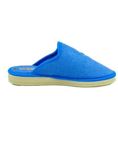zapatilla casa para senora de toalla con bordado y suela microporosa