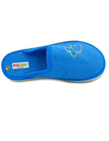 zapatilla casa para senora de toalla con bordado y suela microporosa
