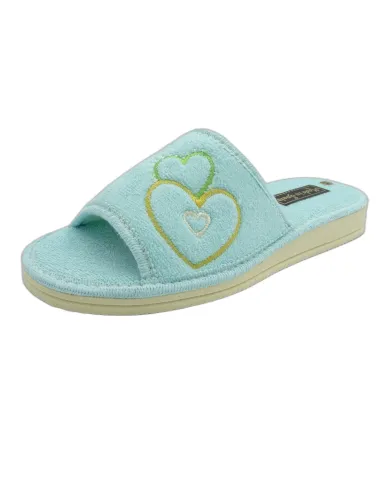 zapatilla de casa de toalla para mujer con suela de piso microporoso