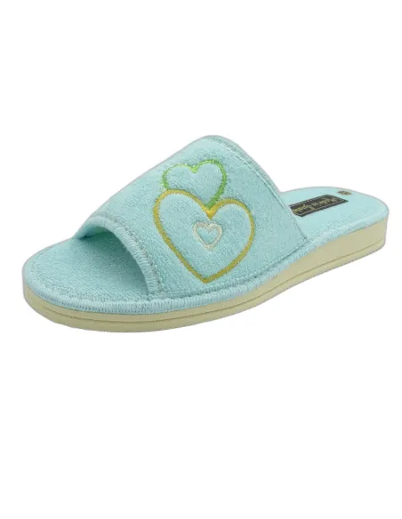 zapatilla de casa de toalla para mujer con suela de piso microporoso