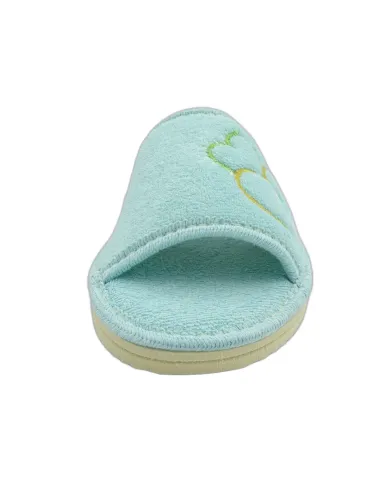 zapatilla de casa de toalla para mujer con suela de piso microporoso
