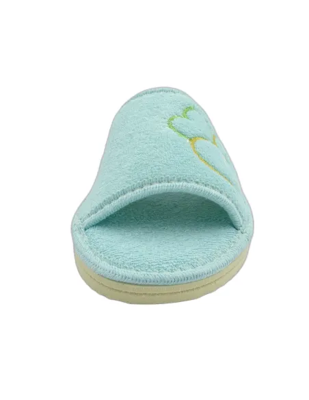 zapatilla de casa de toalla para mujer con suela de piso microporoso
