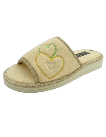 zapatilla de casa de toalla para mujer con suela de piso microporoso