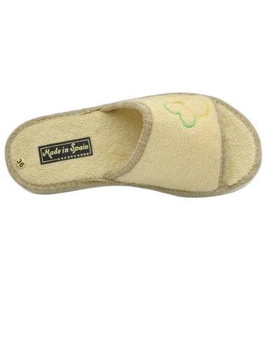 zapatilla de casa de toalla para mujer con suela de piso microporoso