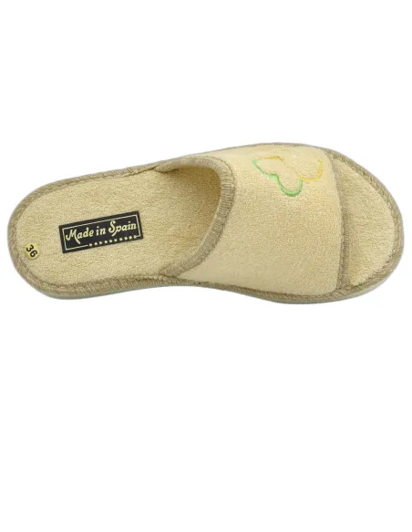 zapatilla de casa de toalla para mujer con suela de piso microporoso