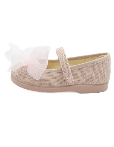 mercedita de lino para nina con un lazo de raso