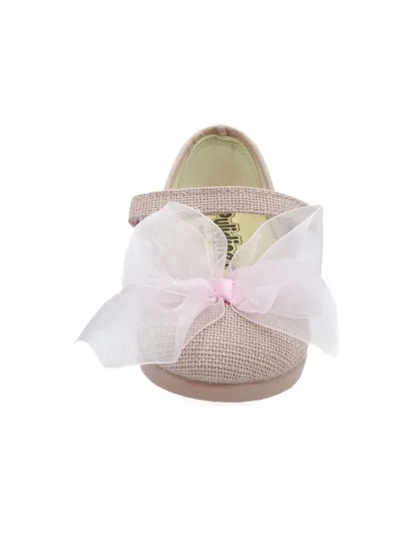 mercedita de lino para nina con un lazo de raso